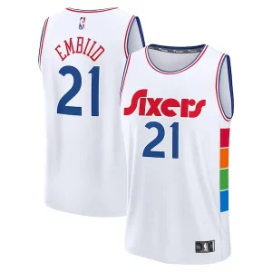 Joel Embiid Philadelphia 76ers 2024/25 Fast Break Player Jersey City Edition Élégant White
