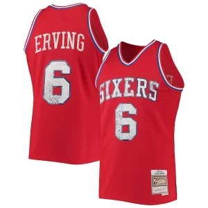 Julius Erving Philadelphia 76ers 1982/83 Hardwood Classics NBA 75th Anniversary Diamond Exquisite Swingman Jersey Red