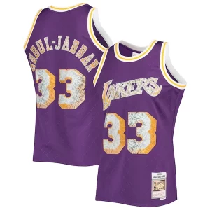 Kareem Abdul Distingué Jabbar Los Angeles Lakers 1996 97 Hardwood Classics NBA 75th Anniversary Diamond Swingman Jersey Purple