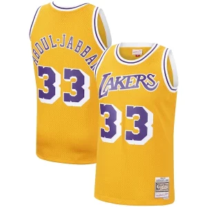 Kareem Abdul Jabbar Los Distingué Angeles Lakers Hardwood Classics Swingman Jersey Gold/Purple