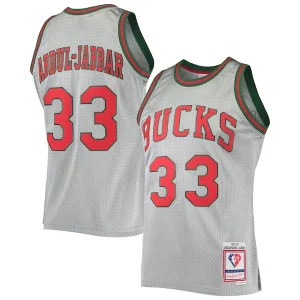 Kareem Abdul Moderne Jabbar Milwaukee Bucks 75th Anniversary 1971/72 Hardwood Classics Swingman Jersey Silver
