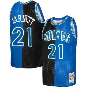 Kevin Garnett Minnesota Timberwolves Commémoratif Hardwood Classics 1995/96 Split Swingman Jersey Black/Blue