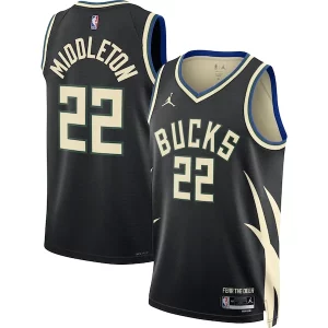 Khris Middleton Milwaukee Bucks Jordan Brand Unisex Swingman Élégant Jersey Statement Edition Black