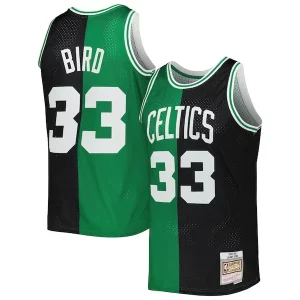 Larry Bird Boston Celtics Hardwood Classics 1985/86 Split Swingman Jersey Black/Kelly Green Refiné
