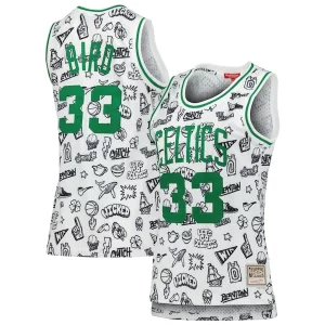 Larry Distingué Bird Boston Celtics Women's 1985 Doodle Swingman Jersey White