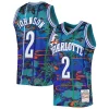 Larry Johnson Charlotte Hornets 1992/93 Hardwood Classics Lunar New Year Swingman Jersey Exceptionnel Teal