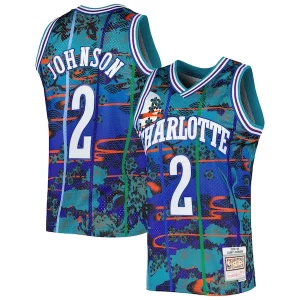 Larry Johnson Charlotte Hornets 1992/93 Hardwood Classics Lunar New Year Swingman Jersey Exceptionnel Teal