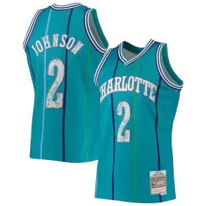 Larry Johnson Charlotte Hornets 1996/97 Hardwood Classics NBA 75th Anniversary Diamond Swingman Jersey Gracieux Teal