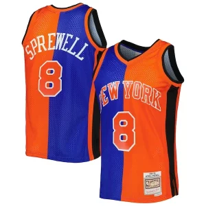 Latrell Sprewell New York Knicks Hardwood Classics 1998/99 Split Swingman Jersey Notable Blue/Orange