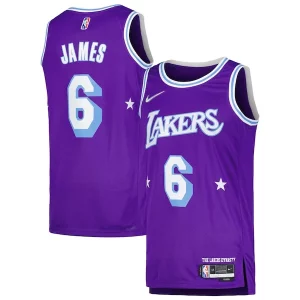 LeBron James Los Angeles Lakers Nike Swingman Stylish Player Jersey City Edition Purple