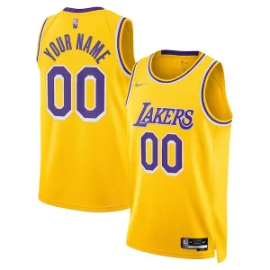 Los Angeles Lakers Nike 2021/22 Gracieux Diamond Swingman Custom Jersey Icon Edition Gold