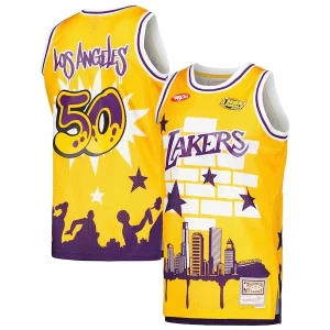 Los Angeles Lakers x Tats Cru Hardwood Moderne Classics Fashion Jersey Gold