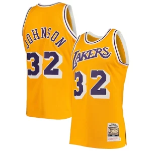 Magic Johnson Los Angeles Lakers 1984/85 Hardwood Classics Authentic Luxueux Jersey Gold/Purple