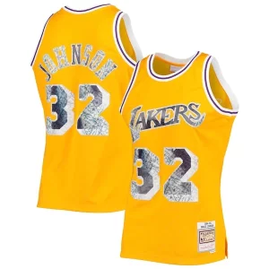 Magic Johnson Los Angeles Lakers 1984/85 Hardwood Classics NBA 75th Anniversary Diamond Swingman Jersey Premium Gold