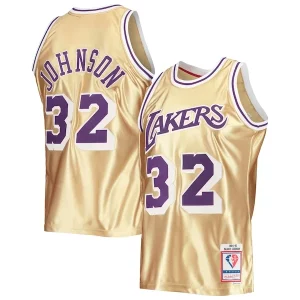 Magic Johnson Los Angeles Lakers Charming 75th Anniversary 1984/85 Hardwood Classics Swingman Jersey Gold