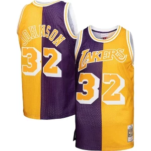 Magic Johnson Los Angeles Lakers Big & Tall Hardwood Premium Classics 1984/85 Split Swingman Jersey Purple/Gold