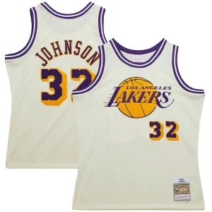 Magic Johnson Tendance Los Angeles Lakers Chainstitch Swingman Jersey Cream
