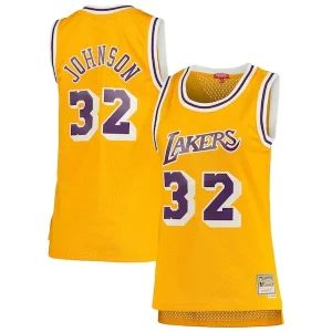 Magic Johnson Los Angeles Lakers Women's 1984/85 Stylish Hardwood Classics Swingman Jersey Gold
