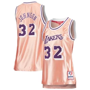 Magic Johnson Los Angeles Lakers Women's 75th Anniversary Rose Gold 1984 Collectible Swingman Jersey Pink