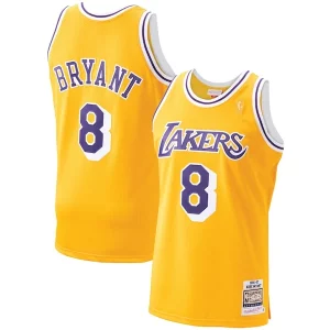 Men's Los Angeles Lakers Kobe Bryant Gold Exclusif 1996 97 Hardwood Classics Authentic Player Jersey