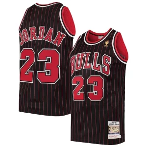 Men's Chicago Uniques Bulls Michael Jordan Black 1996/97 Hardwood Classics Authentic Jersey