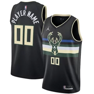 Milwaukee Bucks Vibrant Jordan Brand Swingman Custom Jersey Statement Edition Black