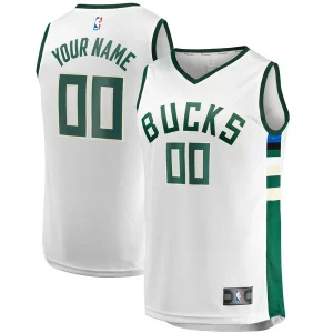 Milwaukee Bucks Youth Fast Magnifique Break Replica Custom Jersey Association Edition White