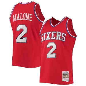 Moses Malone Philadelphia 76ers 1982/83 Hardwood Classics NBA Commémoratif 75th Anniversary Diamond Swingman Jersey Red