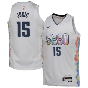 Nikola Jokic Denver Nuggets Bold Nike Youth 2024/25 Swingman Player Jersey City Edition White