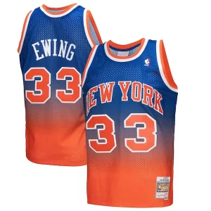 Patrick Ewing New York Knicks 1991/92 Hardwood Classics Fadeaway Swingman Incontournable Player Jersey Orange/Royal