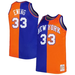 Patrick Ewing New York Knicks Big & Tall Hardwood Classics 1991/92 Split Swingman Jersey Blue/Orange Incontournable