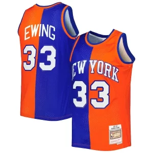 Patrick Ewing New York Knicks Hardwood Classics 1991/92 Split Swingman Jersey Superbe Blue/Orange