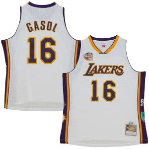 Pau Gasol Los Angeles Collectible Lakers Unisex Hall of Fame Class of 2023 Throwback Swingman Jersey White
