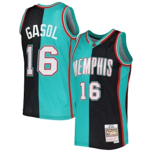 Pau Gasol Memphis Grizzlies Hardwood Classics 2001/02 Split Captivant Swingman Jersey Black/Turquoise