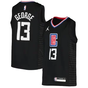 Paul George LA Clippers Jordan Brand Classique Youth 2020/21 Swingman Player Jersey Black Statement Edition