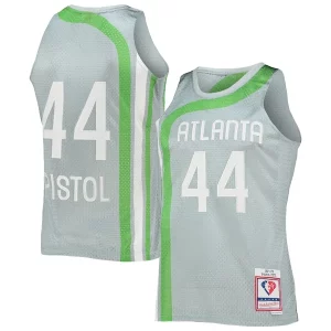 Pete Maravich Atlanta Hawks 75th Anniversary 1971/72 Hardwood Classics Charming Swingman Jersey Silver