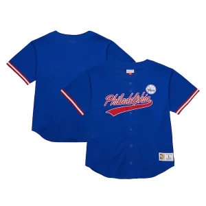 Philadelphia 76ers Hardwood Classics On The Clock Gracieux Mesh Fashion Baseball Jersey Royal