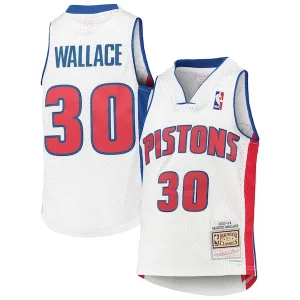 Rasheed Refiné Wallace Detroit Pistons Youth 2003/04 Hardwood Classics Swingman Jersey White