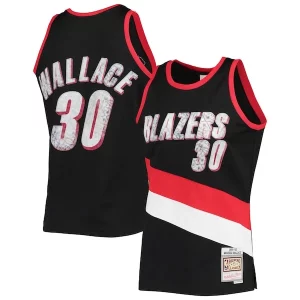 Rasheed Wallace Portland Trail Blazers 1999/00 Hardwood Classics NBA 75th Anniversary Diamond Swingman Jersey Black Éclatant