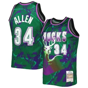 Ray Allen Milwaukee Bucks 1996/97 Hardwood Classics Marble Élégant Swingman Jersey Green