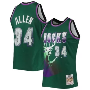 Ray Allen Milwaukee Bucks Uniques 1996/97 Hardwood Classics NBA 75th Anniversary Diamond Swingman Jersey Green