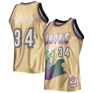 Ray Classique Allen Milwaukee Bucks 75th Anniversary 1996/97 Hardwood Classics Swingman Jersey Gold