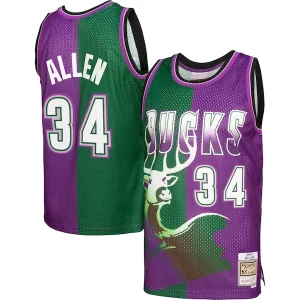 Ray Allen Milwaukee Bucks Hardwood Classics 1996/97 Élégant Split Swingman Jersey Green/Purple
