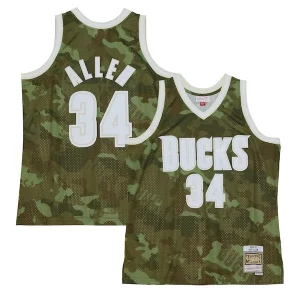 Ray Allen Milwaukee Bucks Distingué Hardwood Classics 2000/01 Ghost Green Swingman Jersey Camo