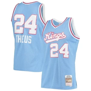 Reggie Theus Sacramento Kings 1985/86 Hardwood Classics Swingman Bold Jersey Light Blue