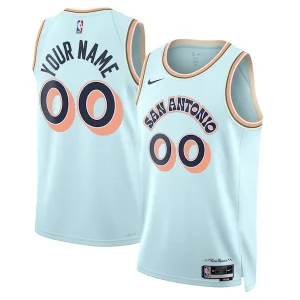 San Antonio Spurs Personalisable Nike Unisex 2024/25 Custom Swingman Jersey City Edition Light Blue