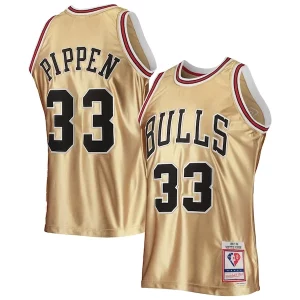 Scottie Pippen Superbe Chicago Bulls 75th Anniversary 1997/98 Hardwood Classics Swingman Jersey Gold