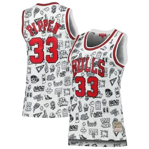 Scottie Pippen Chicago Bulls Bold Women's 1997 Doodle Swingman Jersey White