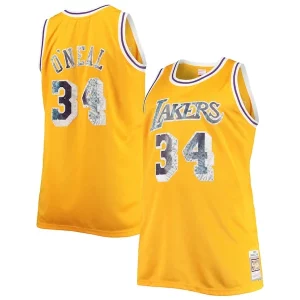 Shaquille O'Neal Los Angeles Lakers Big & Tall 1996 97 NBA 75th Anniversary Diamond Swingman Jersey Élégant Gold