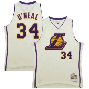 Shaquille O'Neal Los Angeles Classique Lakers Chainstitch Swingman Jersey Cream
